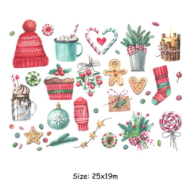 Sett med juleklistremerker på skjorte gjør-det-selv-veske jeans dekorasjon Vaskbar varmeoverføring Strykelapper Boho Christmas Elements