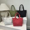 Women Polka Dot Corduroy Tote Bag Casual Daily Shoulder Bag Large Capacity Lightweight Handbag For Shopping