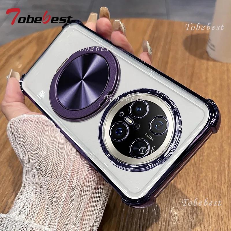 

360 Degree Rotating Magnetic Bracket Shockproof Plating Case For Huawei Mate 70 60 50 40 30 Pro Transparent Back Cover Mate 70 Pro фіолетовий
