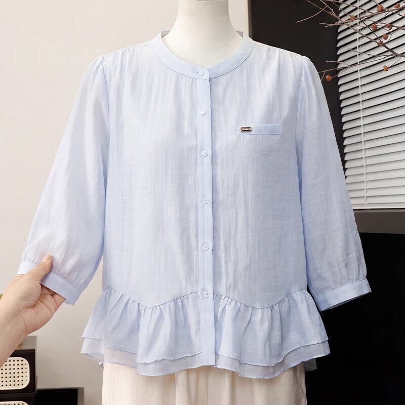 Xuexi Women s Elegant 3/4 Sleeve Chiffon Blouse 2XL
