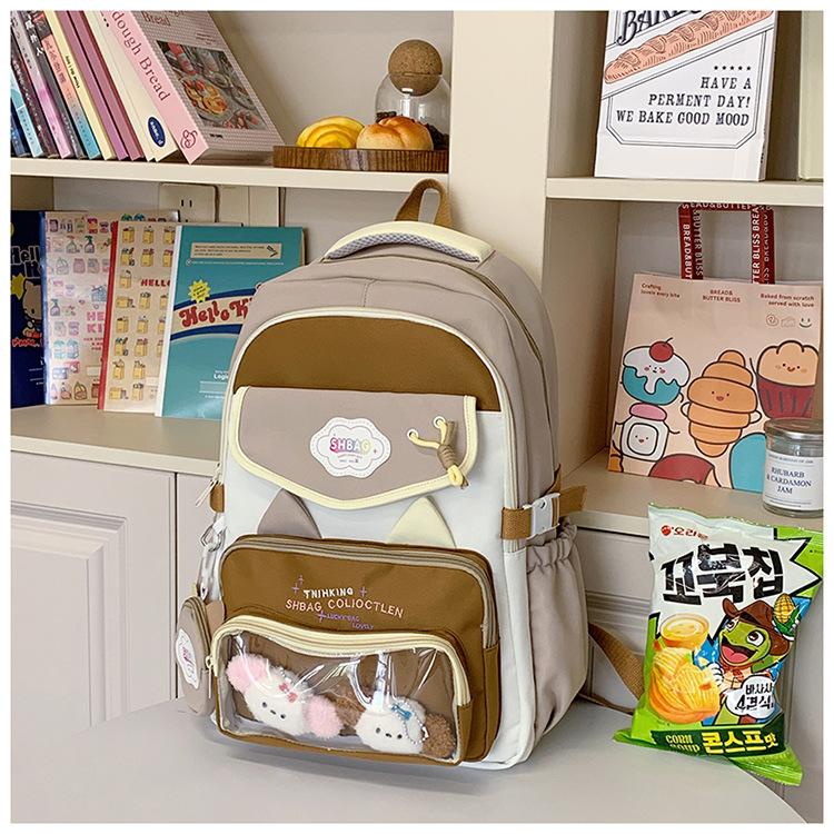 School Bag 2025 New Ins Cute College Style Versatile High Value Large Capacity Multi-compartment School Bag Sweet Backpack