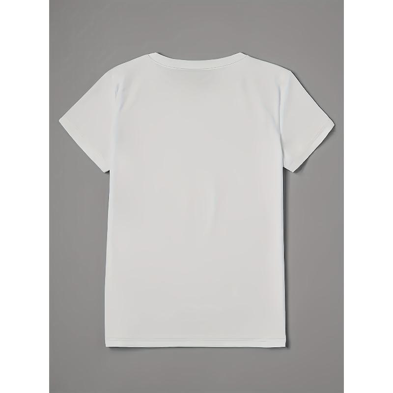 European Size Women's Casual Short Sleeve T-Shirt with LOVE Print&Pink Heart -Crew Neck Blouse,All-Season Comfortable Everyday Top,for Valentine's Day