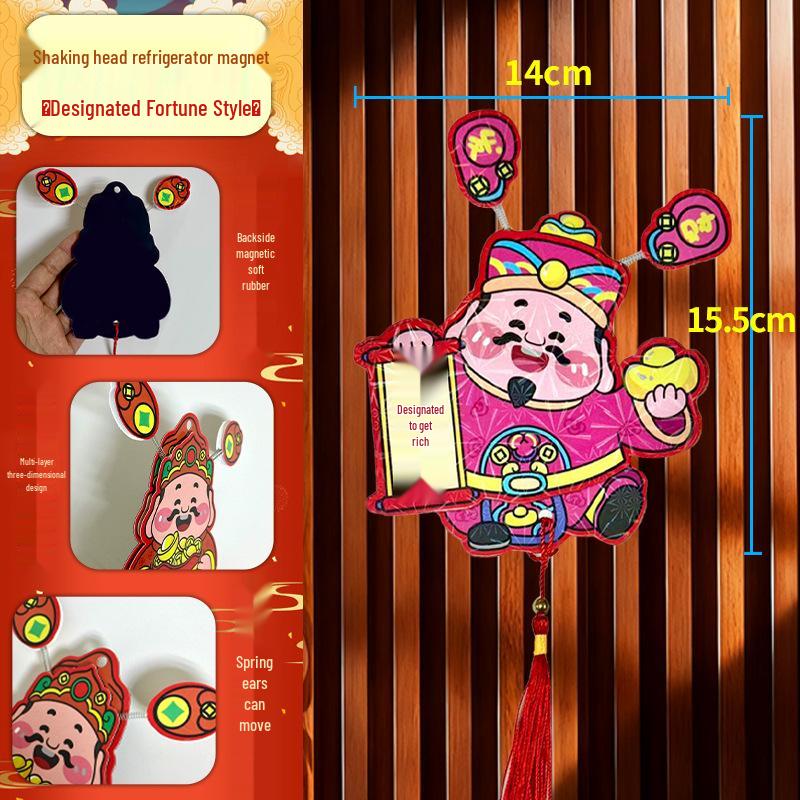 Three-Dimensional God of Wealth Magnet: Festive New Year Decoration for Potted Plants & Living Rooms