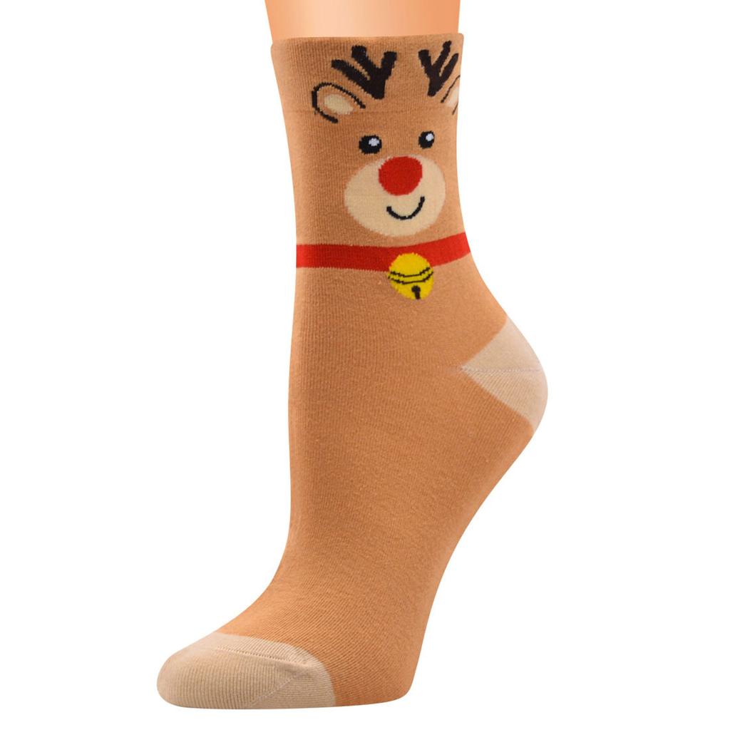 Weihnachten Frauen Korallen Fleece Socken Drucken Dickere Anti-rutsch Boden Teppich Socken