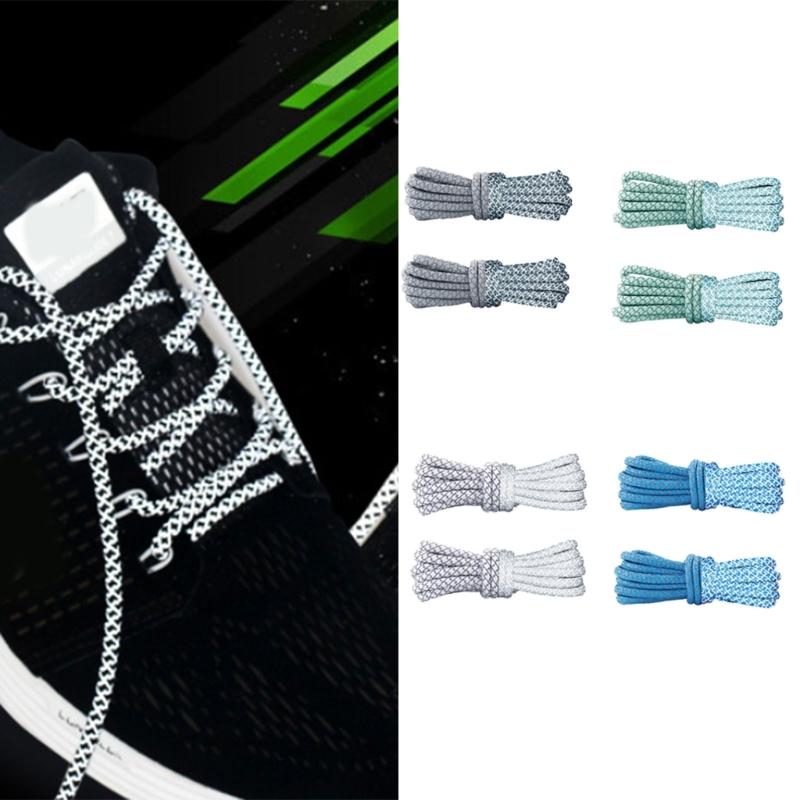 Reflective Polyester Shoelaces 120cm Long Anti Slip Woven Round Shoe Laces Replacement For Sneakers Casual Foowear