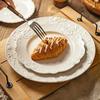 Pure White Relief Flowers Dining Plate Retro French Style Ceramic Plates Light Luxury Household Salads Desserts Plate Tableware
