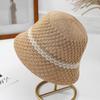 Summer Mesh Breathable Knitted Bucket Cap For Women Solid Color Wide Brim Sun Protection Panama Hat Outdoor Girls Travel Bob Hat