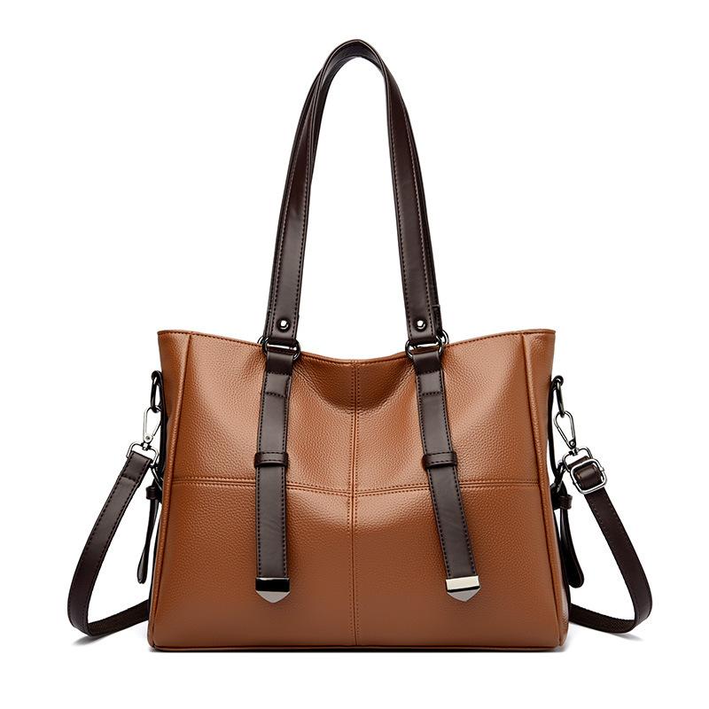 Large Capacity Retro Tote Bag Solid Color Casual Women's Shoulder Bag Mother Bag