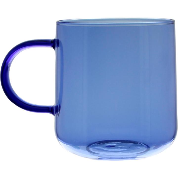 GLASS MUG FOR COFFEE AND TEA 310 Ml. 8.7 Cm BLUE