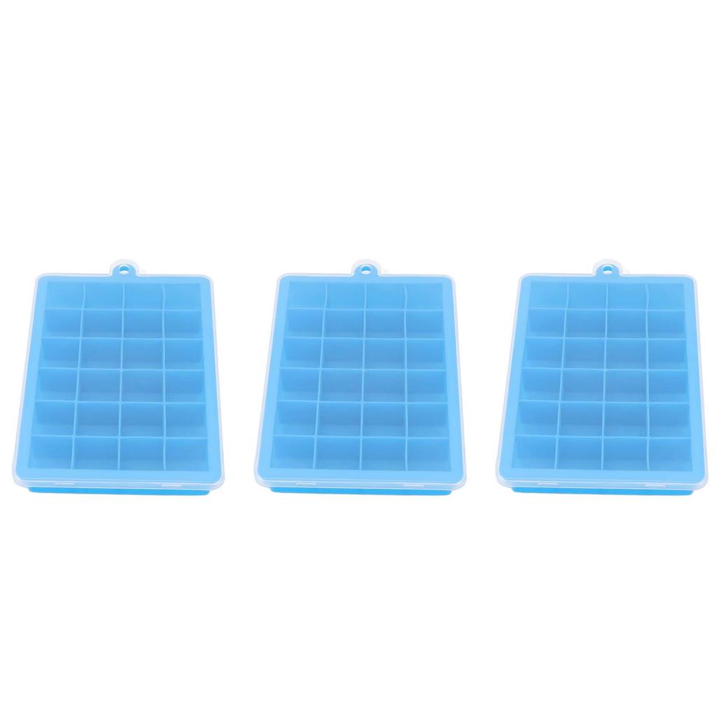 3 Stück Eiswürfelform Wiederverwendbar 24 Fächer Eiswürfelform mit Abnehmbarem Deckel Leichtes Entformen Silikon Eiswürfelbereiter für