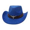 Ethnic Style Brown Cow Head Suede Top Hat Western Cowboy Hat Stage Jazz Hat