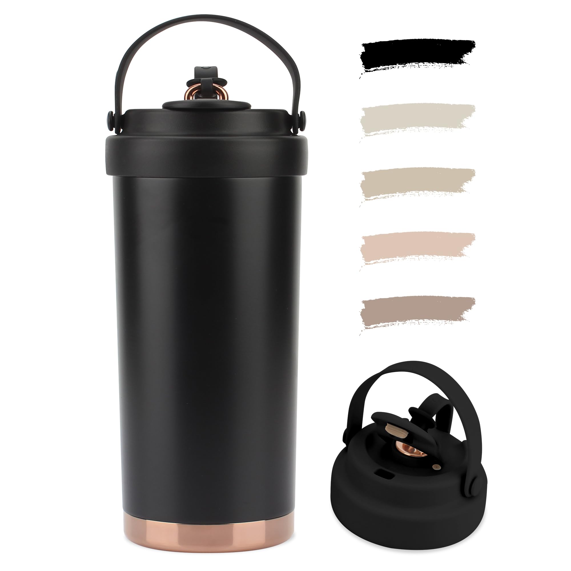 

SKIASE Тамблер с керамическим покрытием для воды с прямым контактом из нержавеющей стали для холодных и горячих напитков, легко популярный для и черная соломинка, чёрный