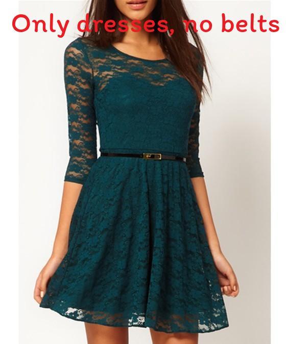 Elegant Lace Dress With Long Sleeves And Round Neck For Casual Spring Summer Wear