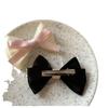 Sweet Pink Ribbon Bow Hairpin: New Korean Black Duckbill Clip for Girly Bangs