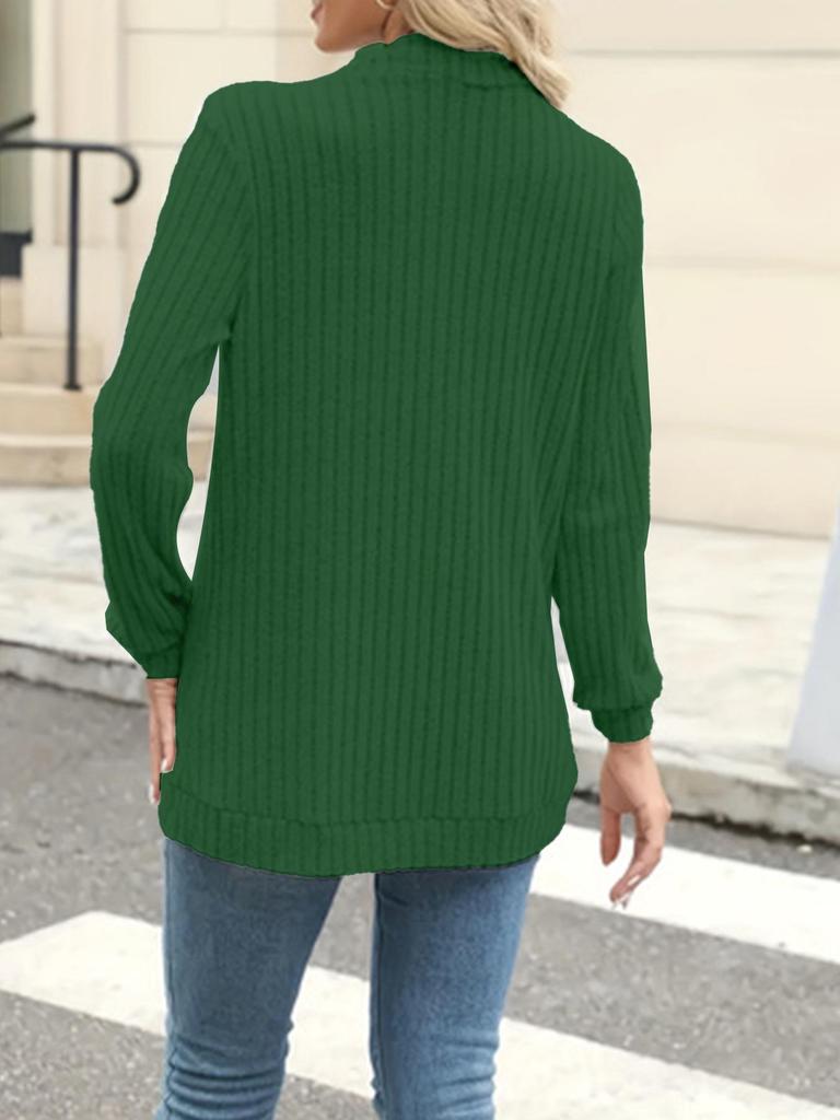 European & American Autumn/Winter Ribbed Brushed Long Sleeve Cardigan