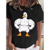 T-shirt Musclé pour Femme Imprimé Canard Col Rond Manches Courtes Décontracté Top Graphique