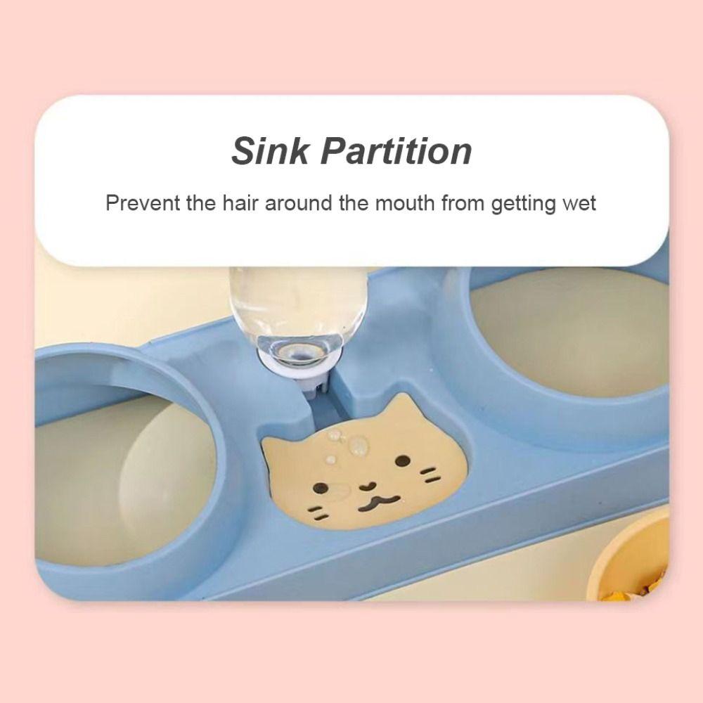 2-in-1 Pet Bowl with Drinking Raised Stand Cat Double Bowls Durable Dog Food Bowl