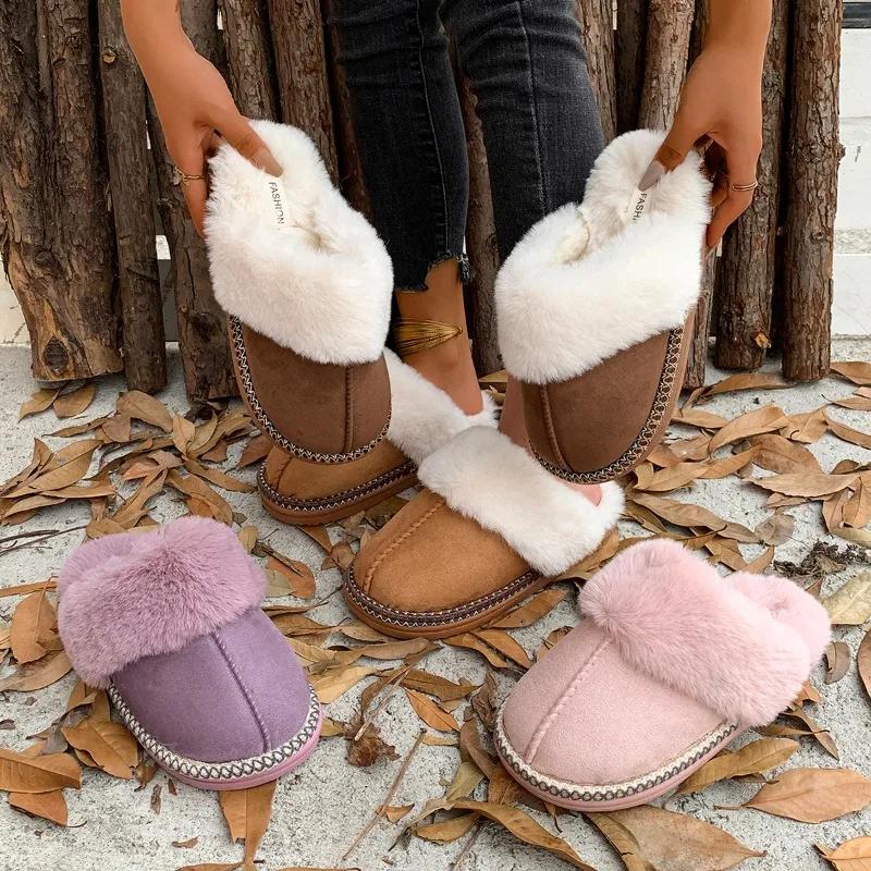 Winter 2024 Women Slippers New Comfortable and Warm Women's Fur Slippers Casual and Fashion Indoor Cotton Slides Zapatos Mujer