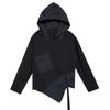 Women's Plus Size Irregular Hooded Patchwork Sweatshirt with Ribbon - Casual Long Sleeve