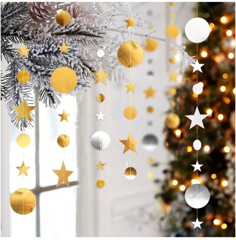Pendant Ornaments Christmas Decorations for Home New Year 400cm Twinkle Star Snowflake Paper Garlands Christmas
