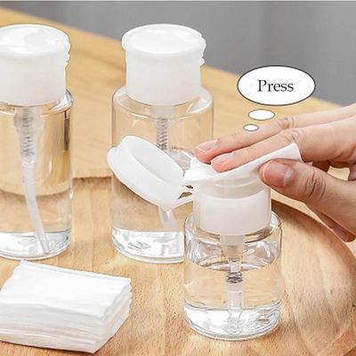 Portable Empty Plastic Nail Polish Remover Alcohol Liquid Containers Press Pumping Dispenser
