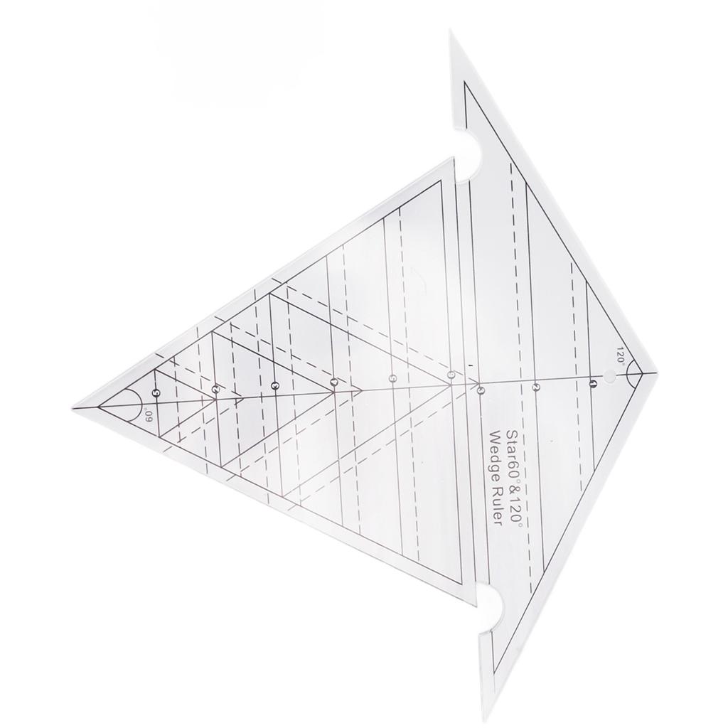 Nähkeil Lineal 60 Grad und 120 Grad Acryl Transparent Präzise Skala Wiederverwendbar Quilten