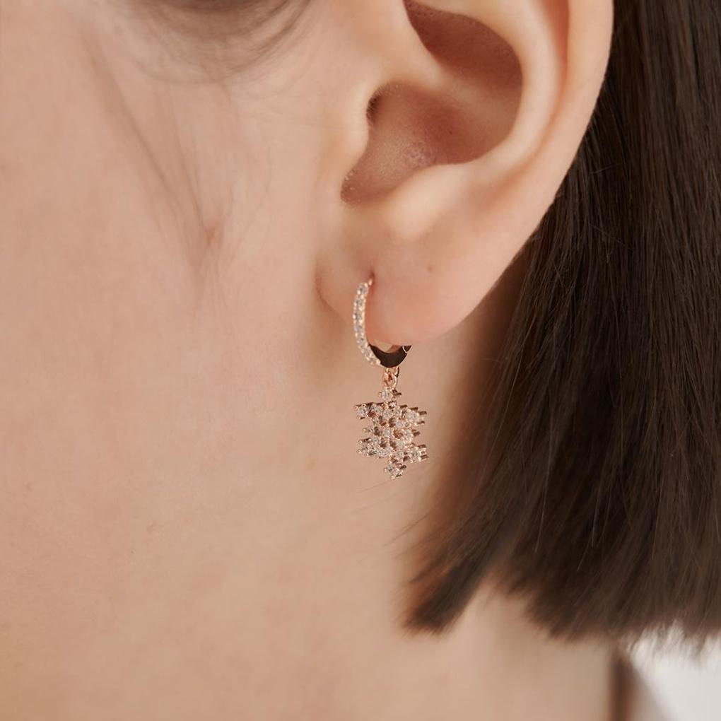 [ELLE Jewelry] 14K GF Snowflake Drop One-Touch Earrings ELGPEE562