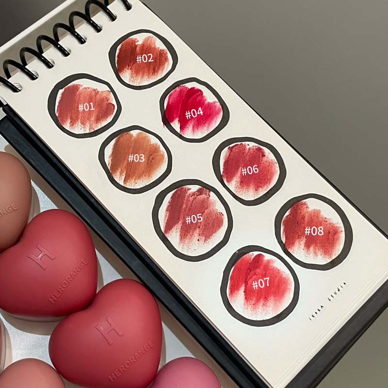 HERORANGE Lip and Cheek Dual-Purpose Lip Mud Lipstick Natural All-match Matte Monochrome Blush Cream with Brush