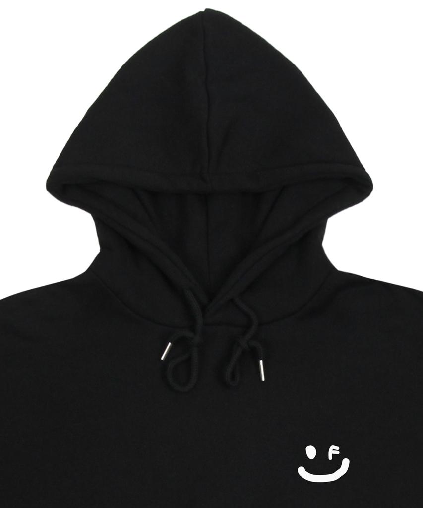 [Unisex] Small Drawing Smile Hoodie_Black/White Logo