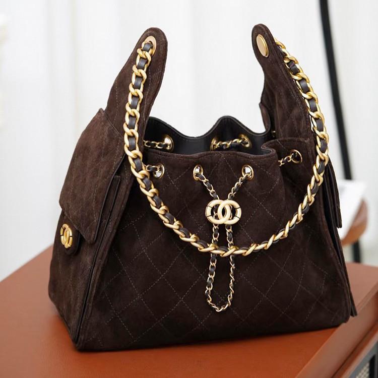 Ringotto Bag, Matte Leather, Small Fragrant Suede Chain, Underarm Bag, Suede Leather, Shoulder Commuter Bag, Women's