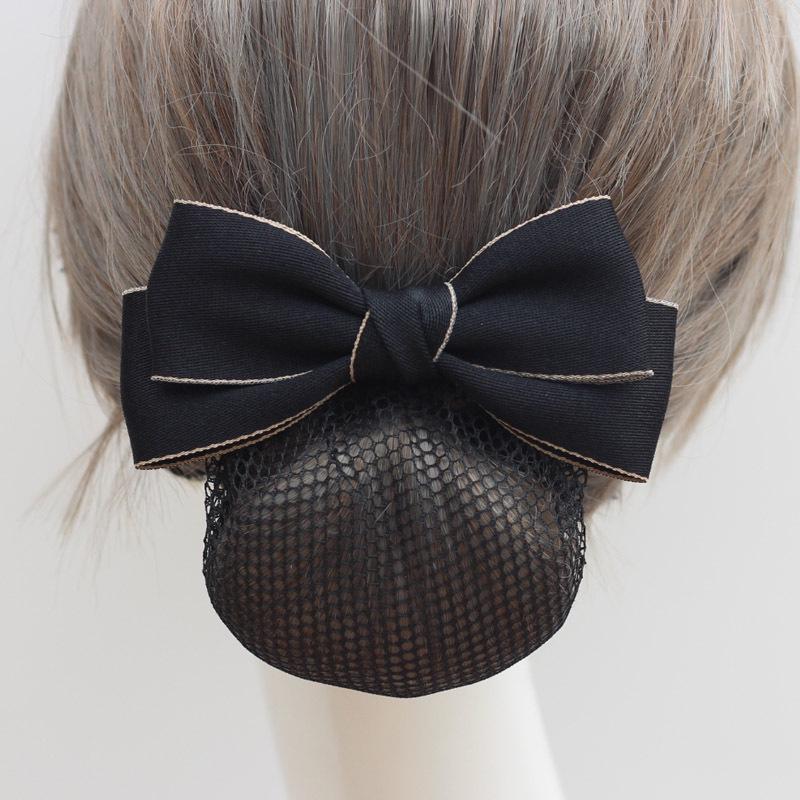 Women's Professional Hair Net Bow Clip for Work: Ideal for Hotel, Bank, Nurse, Flight Attendant, and Updo Styles.