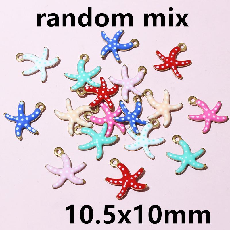 20pcs Stainless Steel Enamel Small Cute Charms Pendant Fish Starfish Coral Reef DIY Jewelry Making Accessories Findings