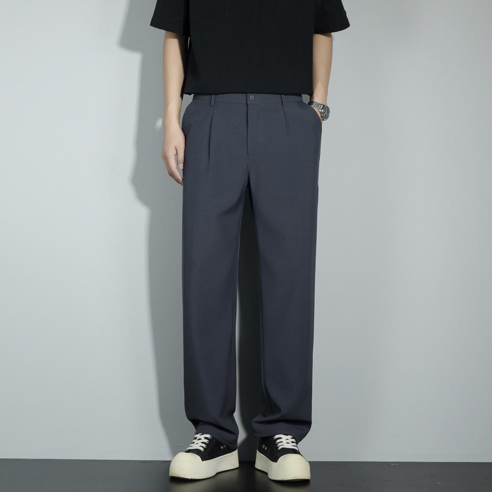 Black Suit Pants Men's Autumn and Summer Drape Loose Straight Pants Trendy Casual High-end Wide-leg Trousers