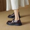Soft leather buckle platform women's spring and autumn new retro black single shoes round head small leather shoes