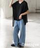 antiqua Asymmetrical Short Sleeve Knit Sheer One Size Black Women's Top, KYO-6001, 05,