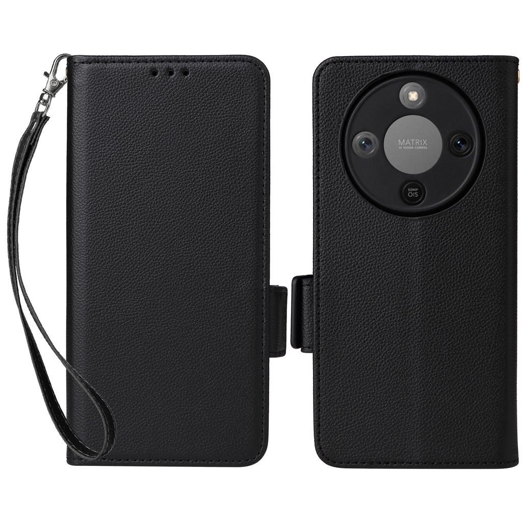 For Honor Magic8 Lite 5G/X9d 5G/X70 5G Case Litchi Texture Wallet Leather Phone Cover with Wrist Strap