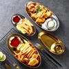 Snack Dish Dumpling Plate Golden Oval Dipping Saucer 304 Stainless Steel Tray Fries Plate Salad Dish Barbecue Seasoning Plate