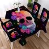Blue Skull Tablecloth Gothic Tablecloth Black and White Watercolor Decorative Tablecloth Washable Stain Proof Tablecloth