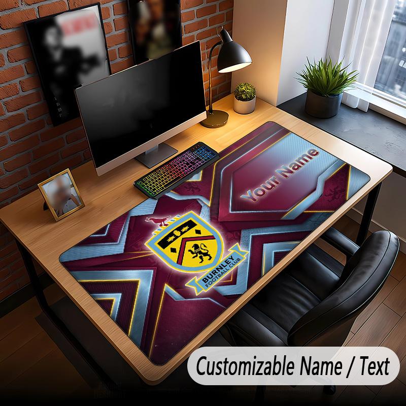 Large Mouse Pad Burnley Football Print Custom Name Text Desk Mat for Office Gaming