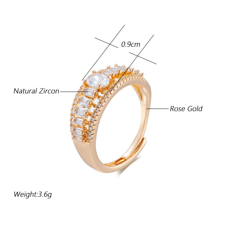 Kinel Luxury Natural Zirconia Full Pave Ring For Women Size Adjustable