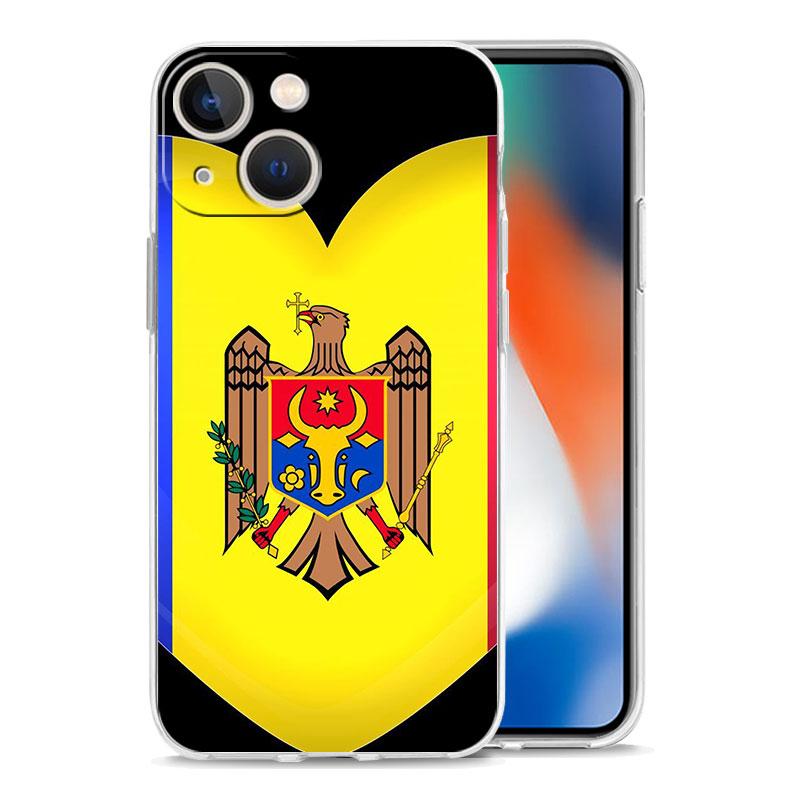 Capa de Celular Para iPhone 17 Air Cases iPhone 16 15 12 13 14 Pro Max SE 7 8 Plus iPhone11 Capa Macia Transparente Bandeira da Moldávia