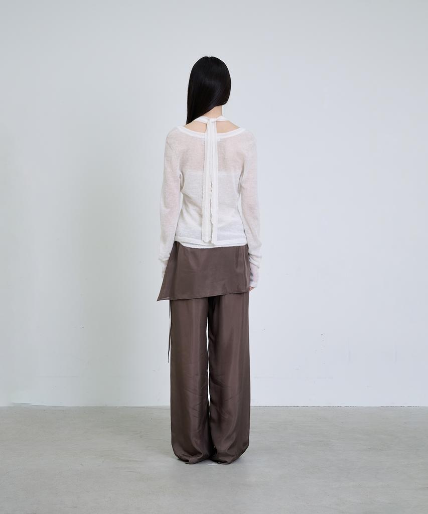 Deoaeteus Mohair Wool Sheer Layered Knit Set_Ivory