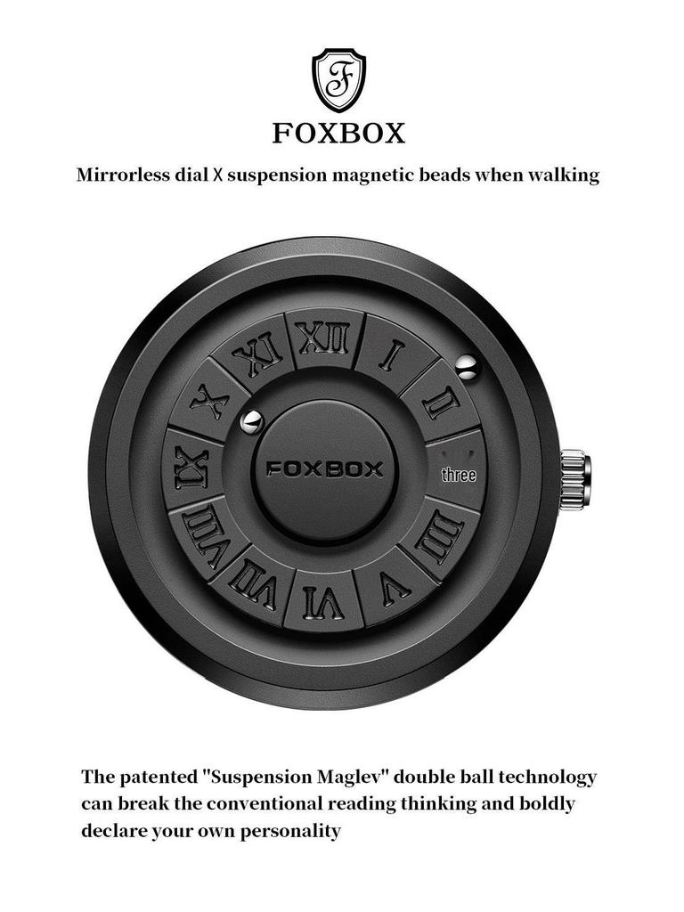 FOXBOX/Lige Magnetic Levitation Men's Watch - Black Tech Creative Concept.