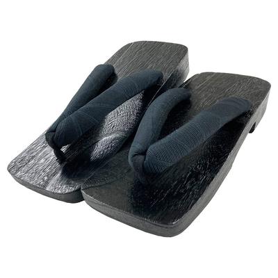 Kyoto Kimono Yuzen Geta (Geta) for Men, Sizes 25.5-27, Black, Gentlemen's, Paulownia Wood Geta with Comfortable Rubber Sole, Blackened (Black)