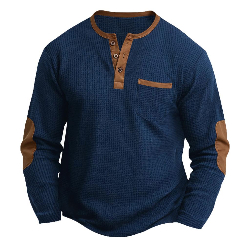 Men's Casual Long-sleeved Sports Shirt With Stand-up Collar And -textured Base Layer Shirt
