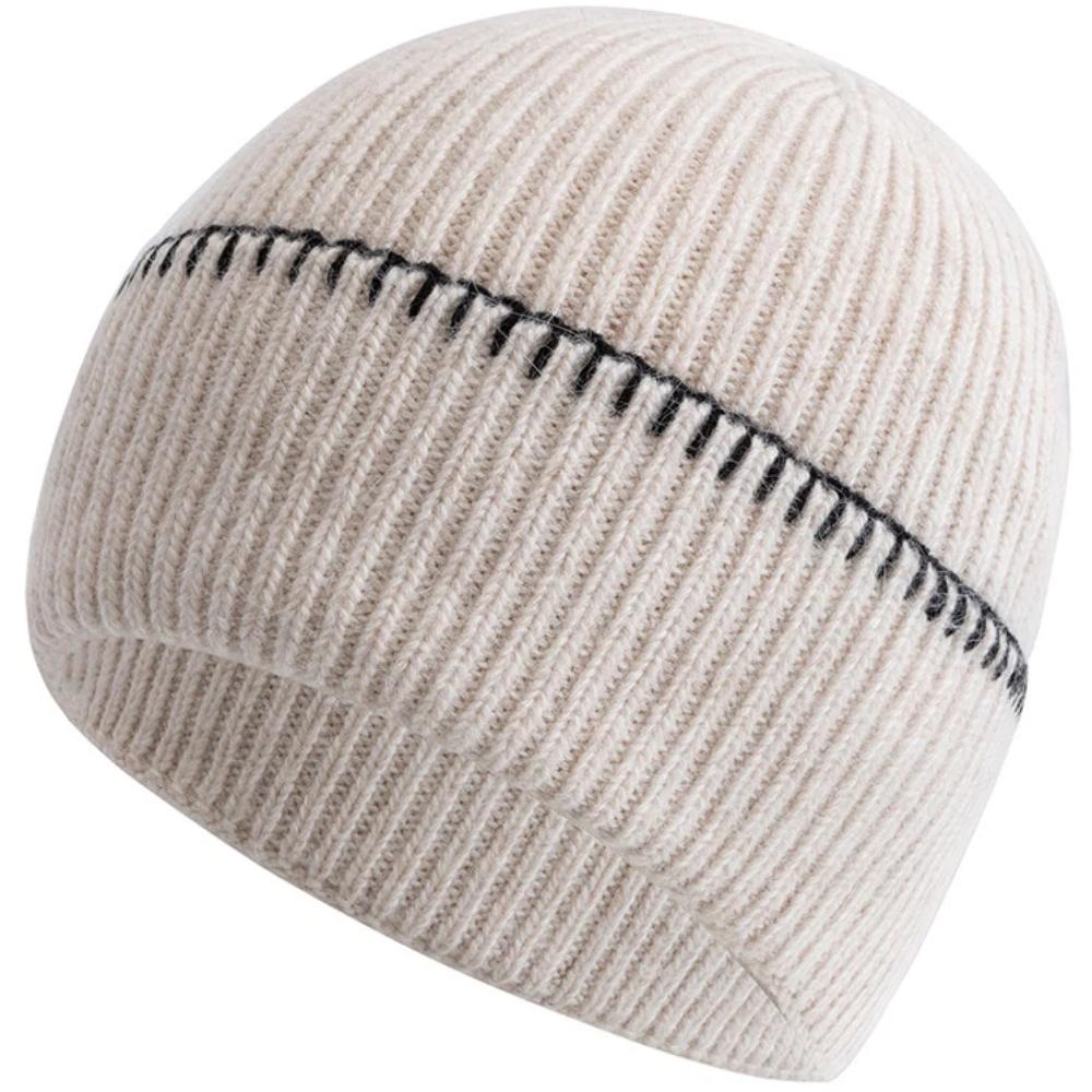 

Новые унисекс шапки-бини Зимние теплые шапки Бини для мужчин и женщин Однотонные парные вязаные шапки 56cm-60cm бежевый