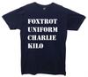Koszulka z nadrukiem dla dorosłych z humorem Foxtrot Uniform Charlie Kilo