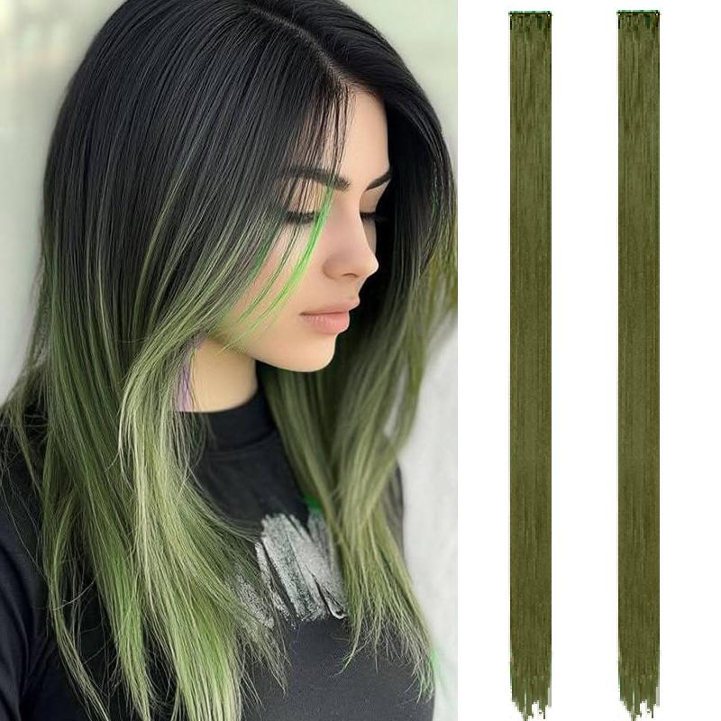 Aosiwig 2 STÜCKE Clip-In Haarverlängerungen Bunte Party-Highlights Gerade Regenbogen-Haarteile Festival Halloween Cosplay Für Frauen Mädchen