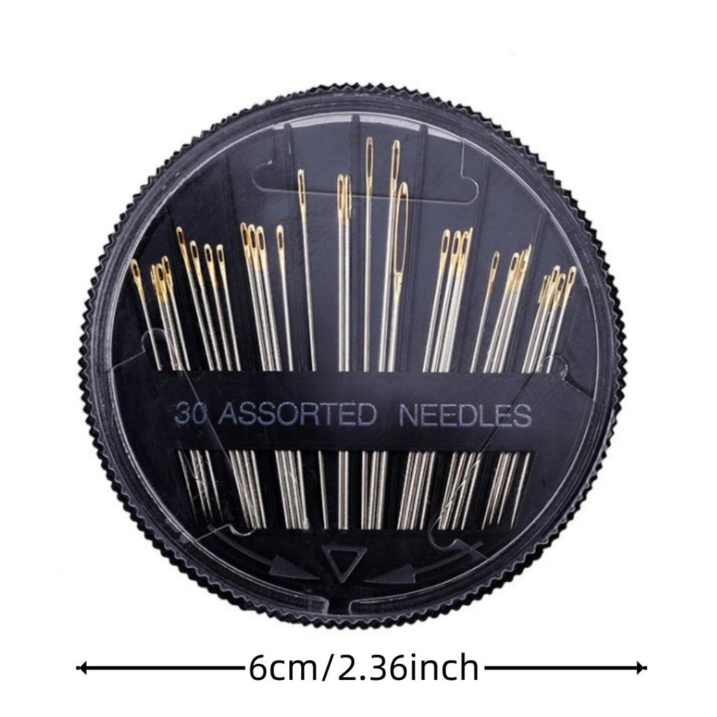 30Pcs Assorted Hand Sewing Needles Quilt Embroidery Mending Craft Sew Case
