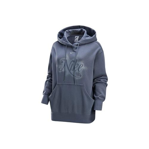 Nike Женская свободная повседневная толстовка с капюшоном серо-синего цвета EU L